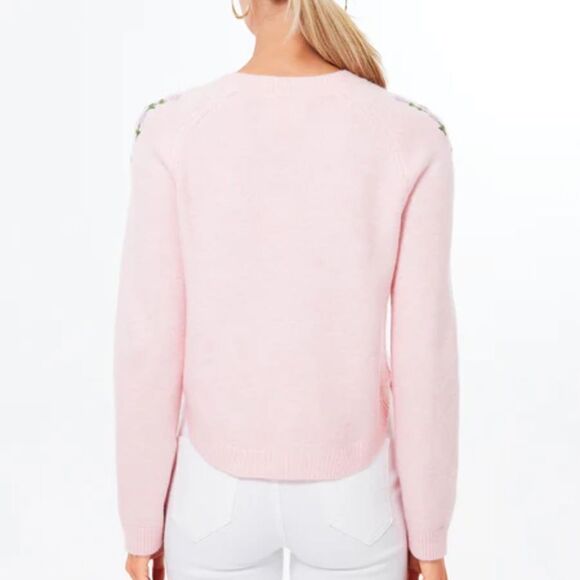 HYACINTH HOUSE Pink Floral Embroidered Lilah Sweater-Z6 - Picture 3 of 8
